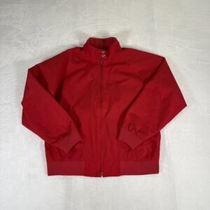 Vintage 80s Women's Lands' End Harrington Bomber Jacket Medium Red Plaid Lining